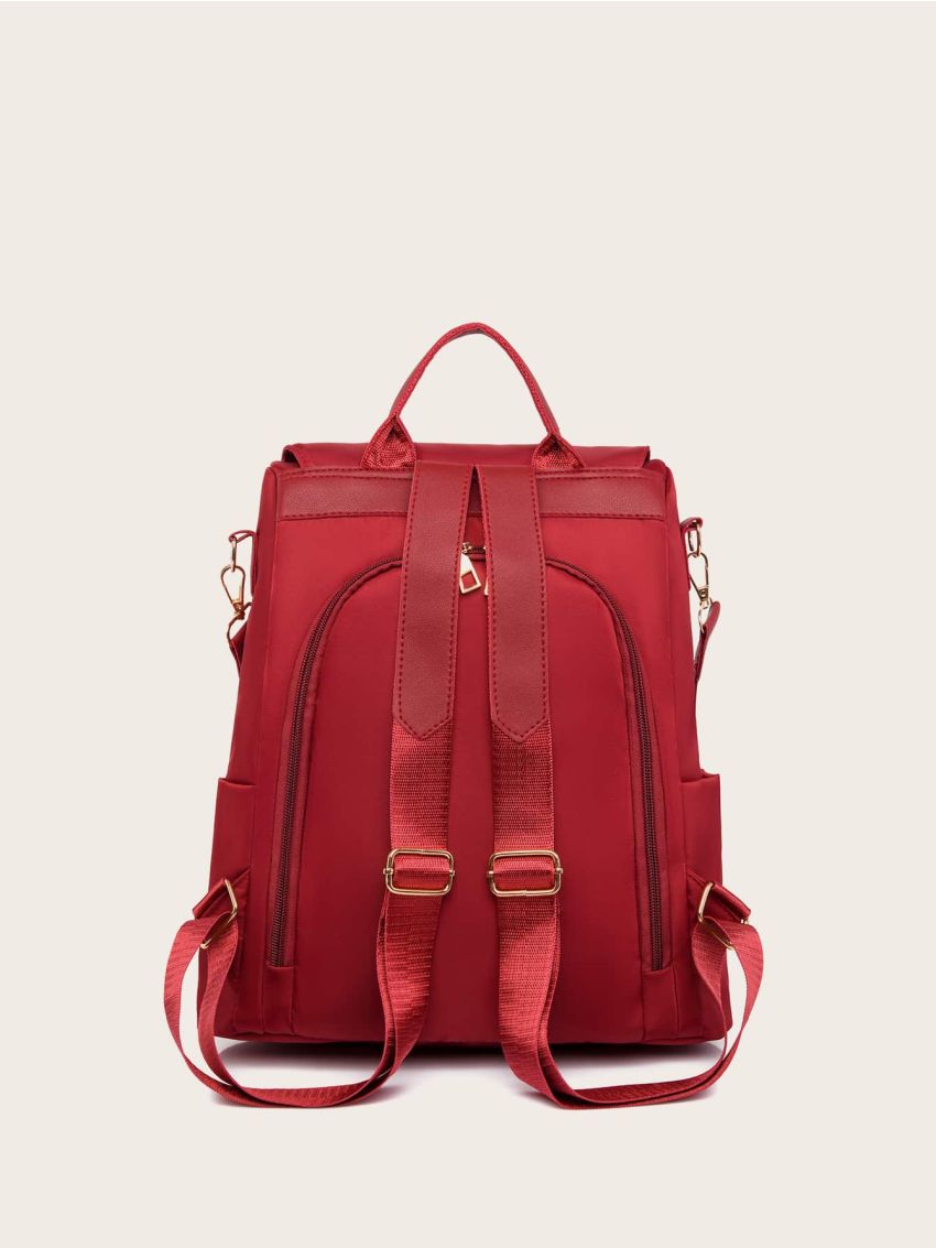 Letter & Studded Decor Quilted Flap Backpack