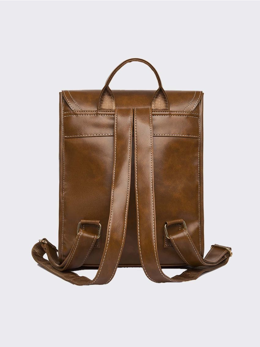 Studded Decor Flap Backpack