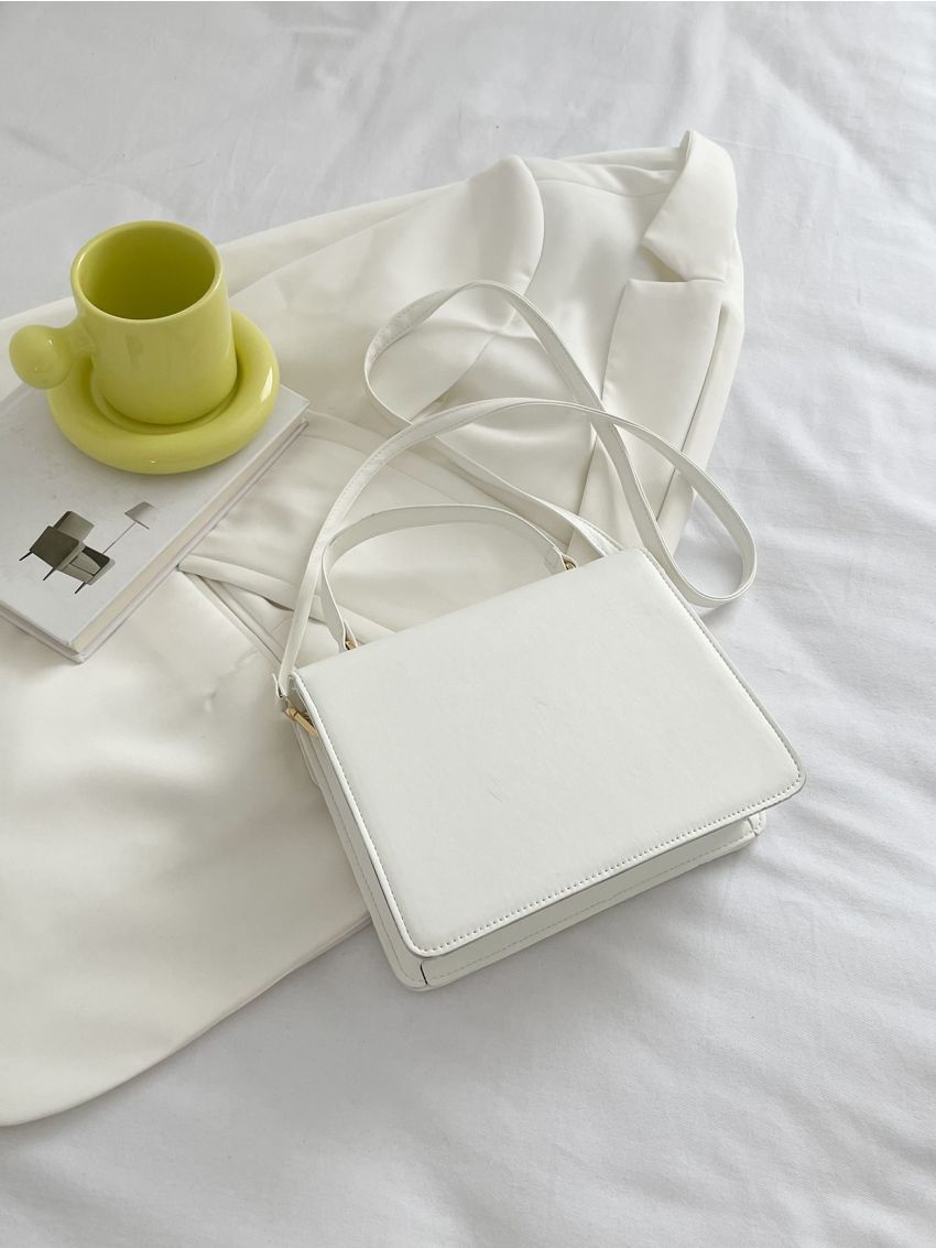 Quilted Rhinestone Decor Flap Square Bag