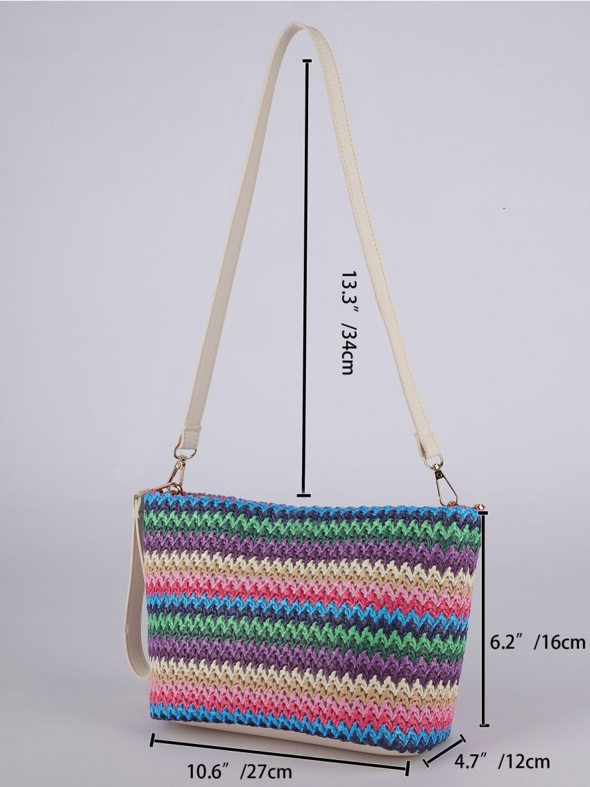 Chevron Pattern Straw Bag