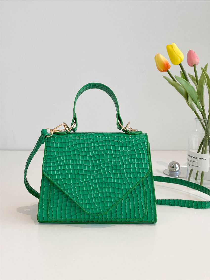 Mini Crocodile Embossed Flap Square Bag