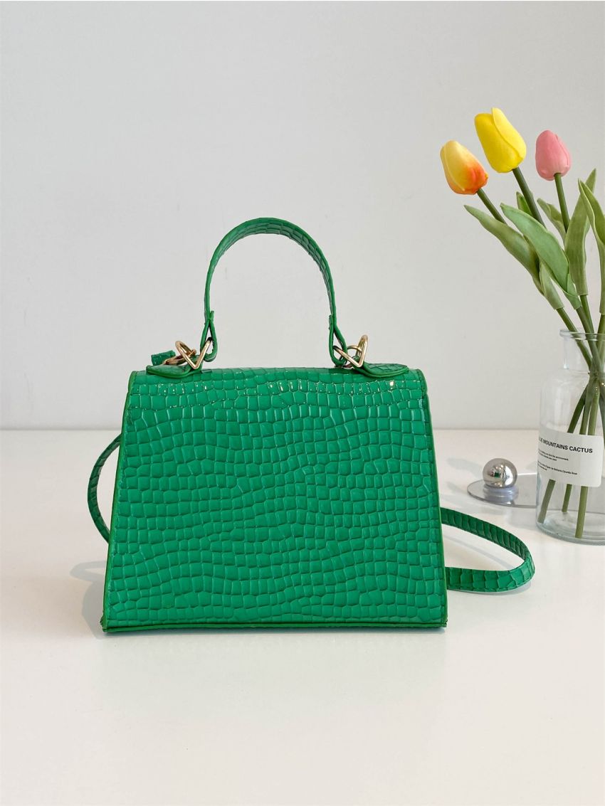 Mini Crocodile Embossed Flap Square Bag
