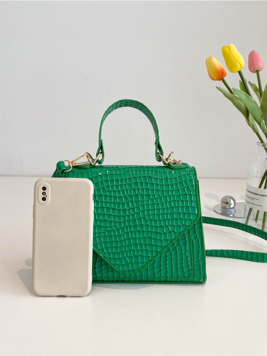 Mini Crocodile Embossed Flap Square Bag