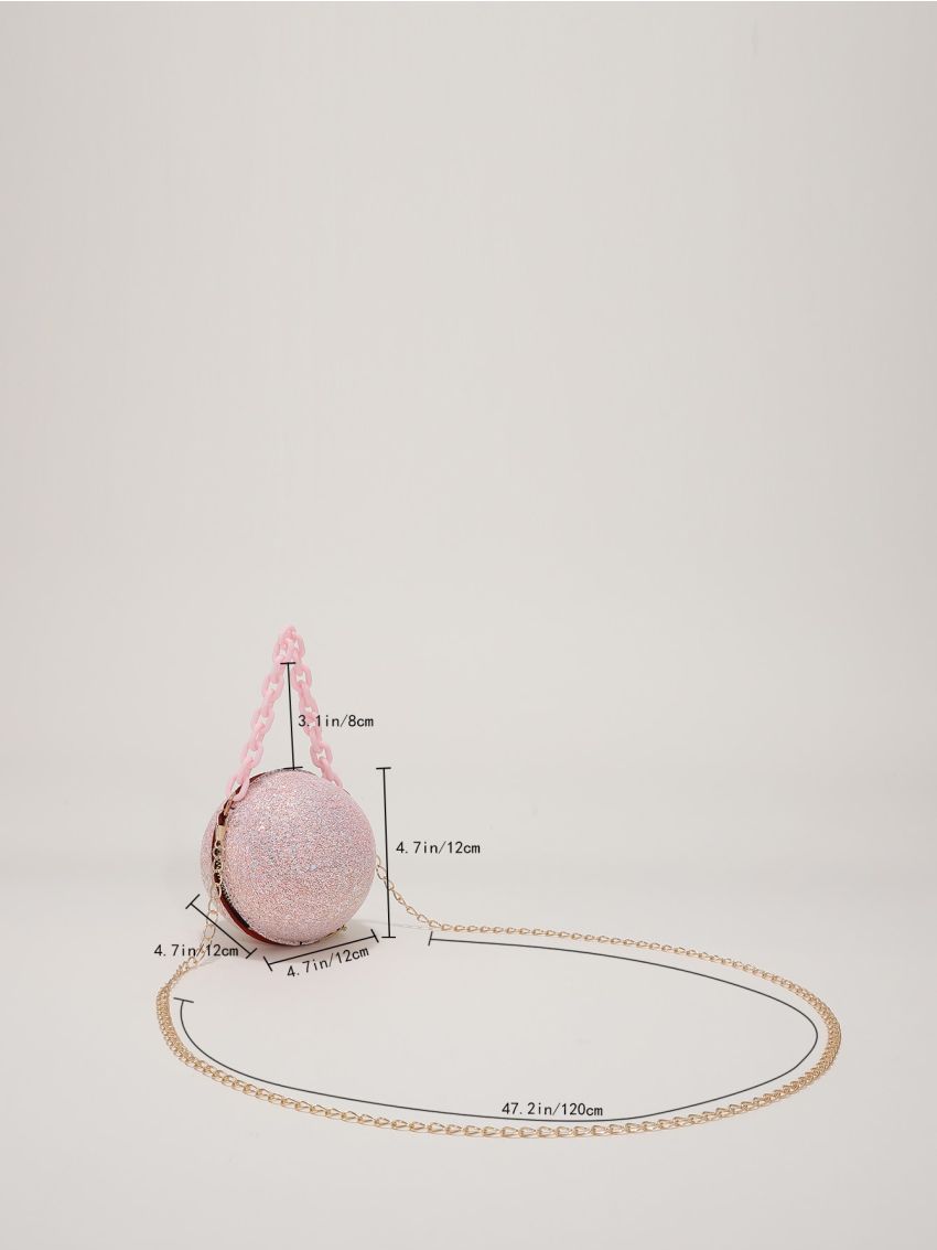 Mini Circle Bag Sequin Decor Chain Strap