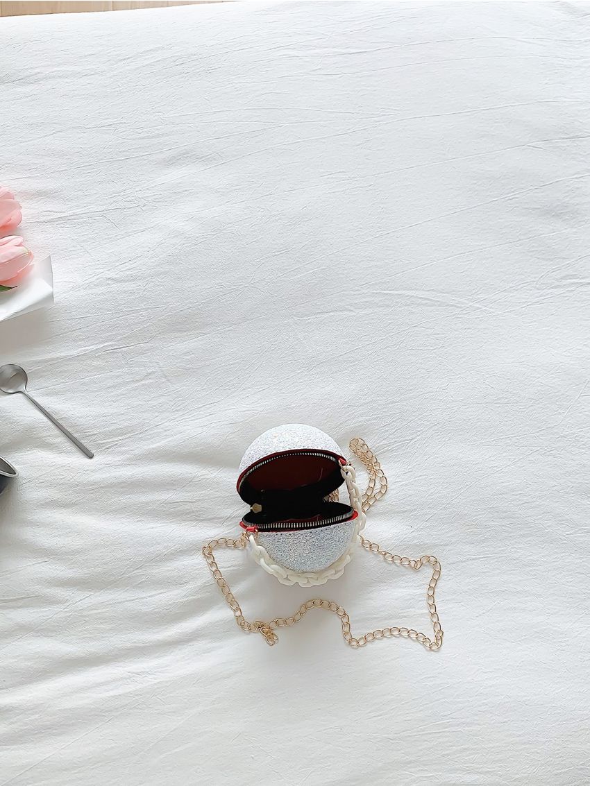 Mini Circle Bag Sequin Decor Chain Strap