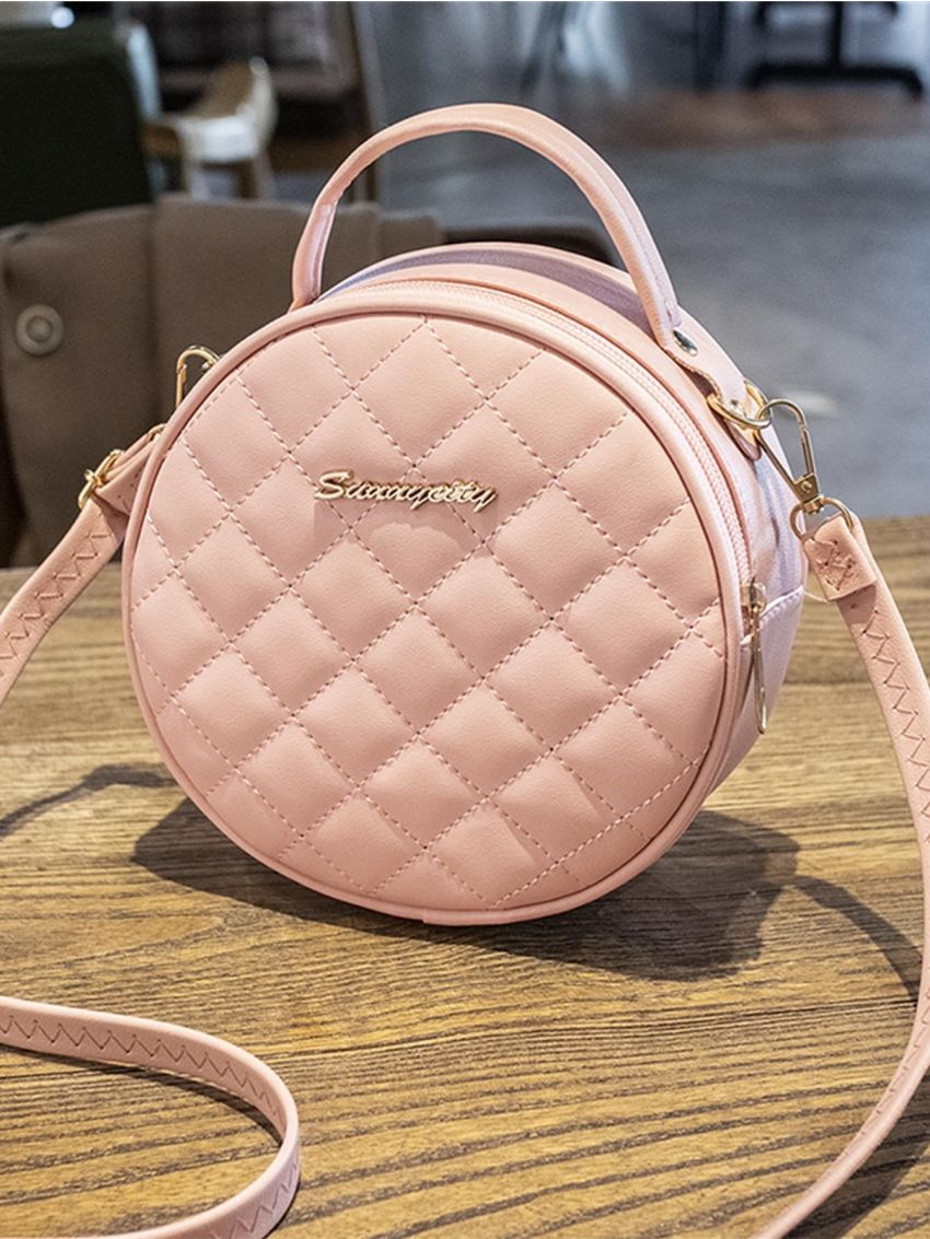 Mini Metallic Decor Satchel Circle Bag