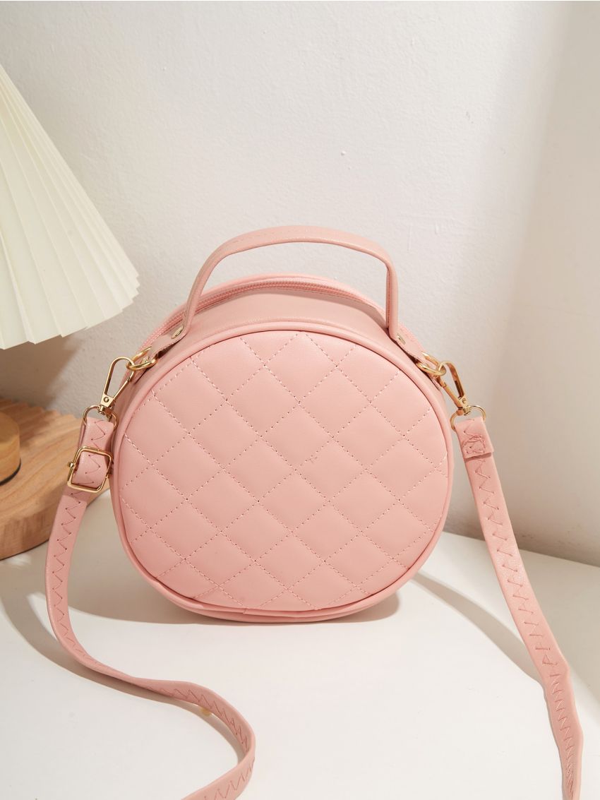 Mini Metallic Decor Satchel Circle Bag