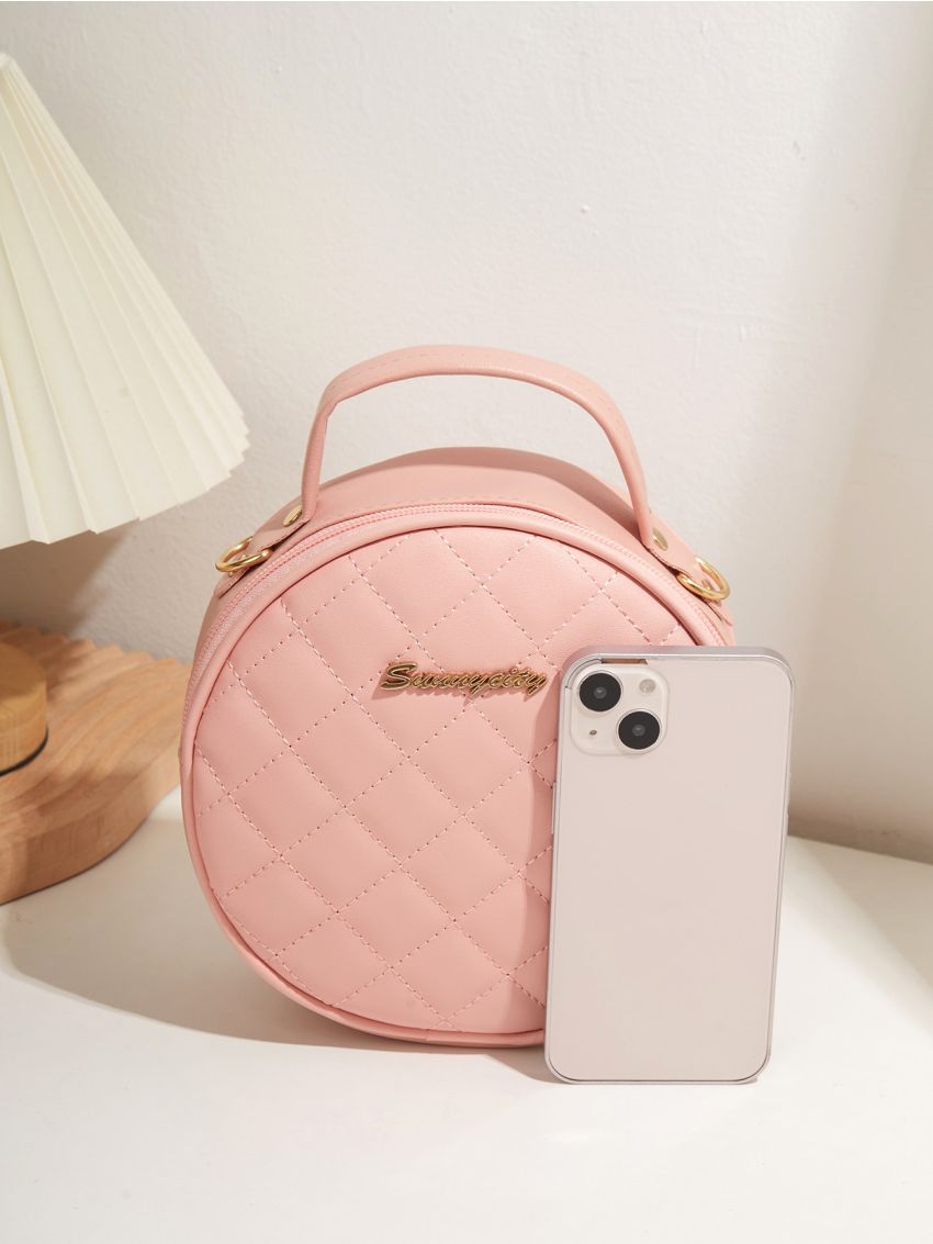 Mini Metallic Decor Satchel Circle Bag