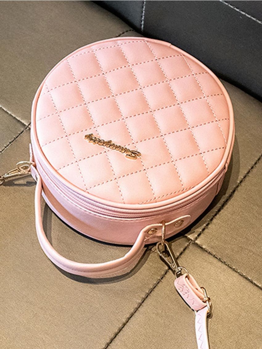 Mini Metallic Decor Satchel Circle Bag