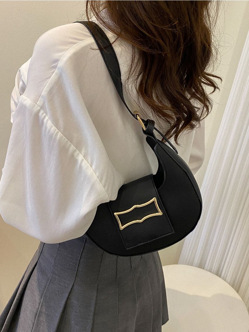 Mini Geometric Decor Flap Hobo Bag