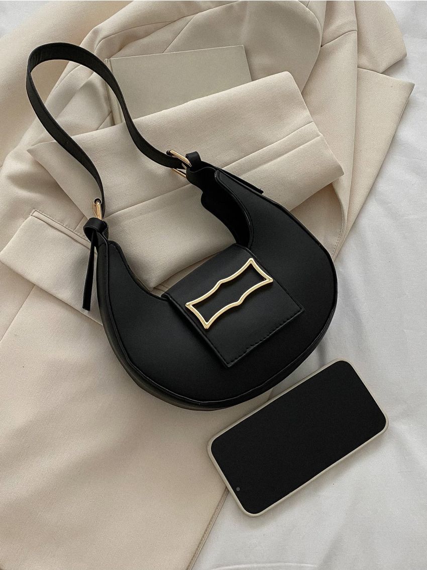 Mini Geometric Decor Flap Hobo Bag