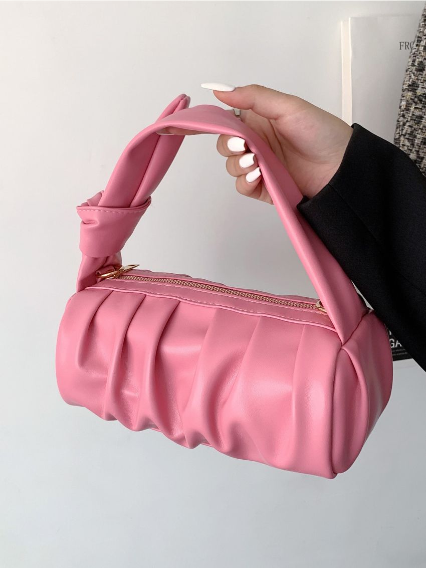 Knot Decor Top Handle Ruched Bag