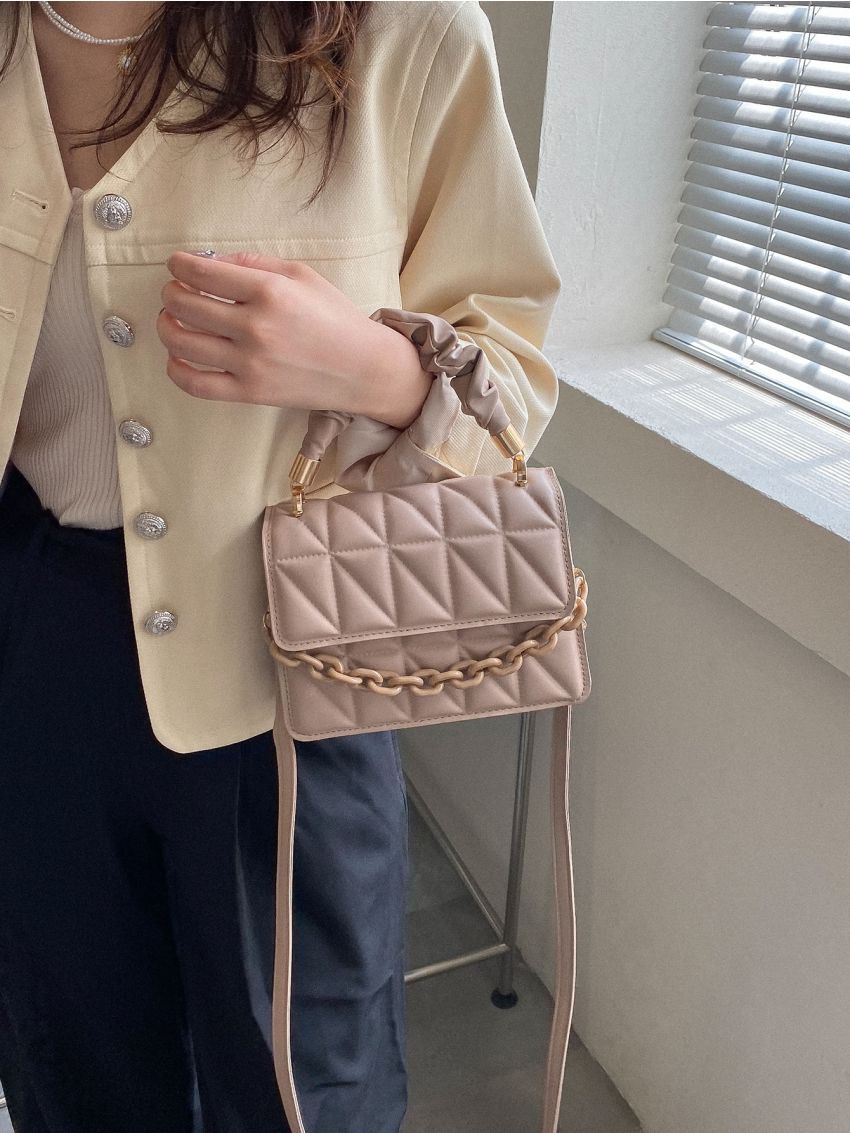 Mini Quilted Chain Decor Square Bag