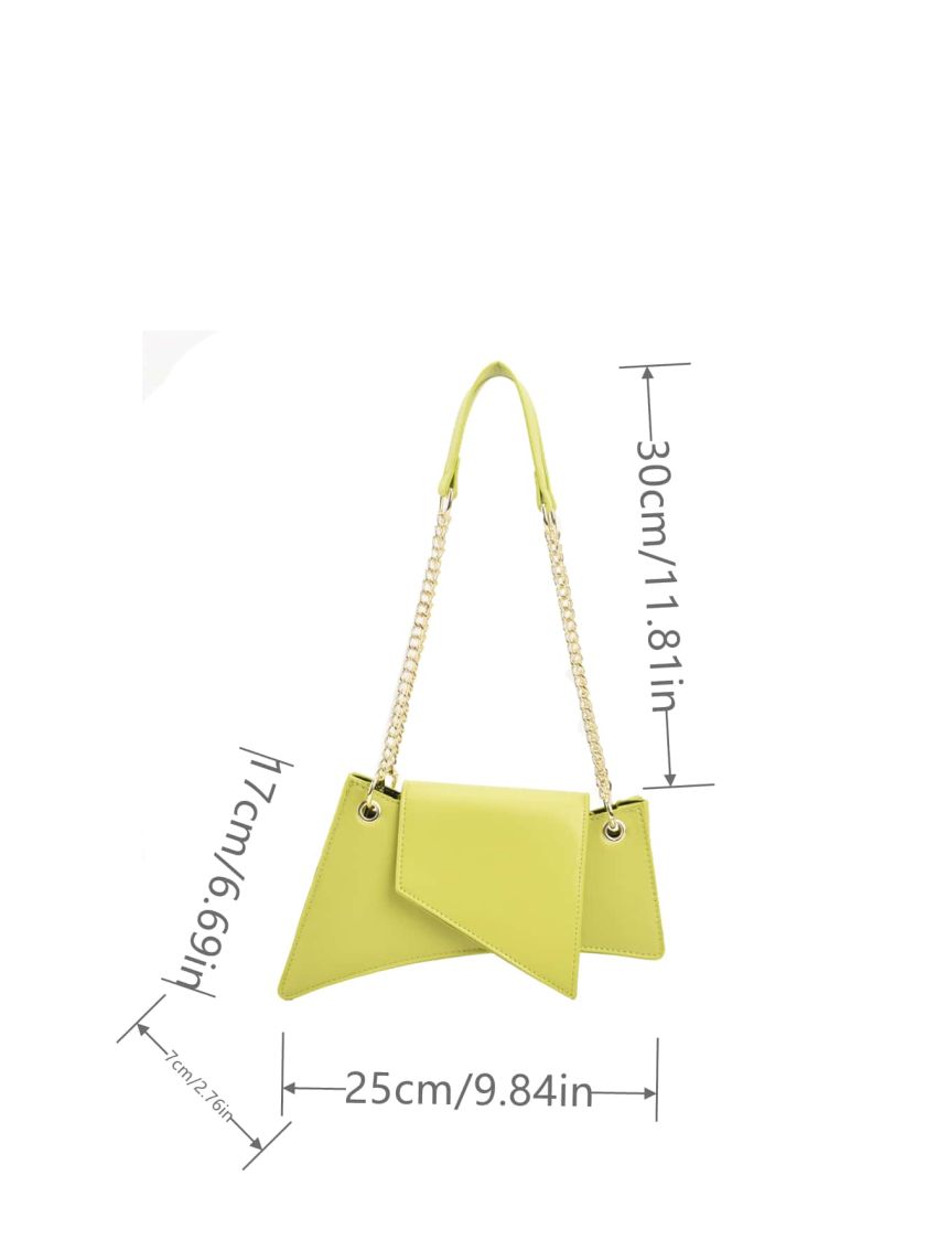 Neon Lime Chain Decor Flap Novelty Bag