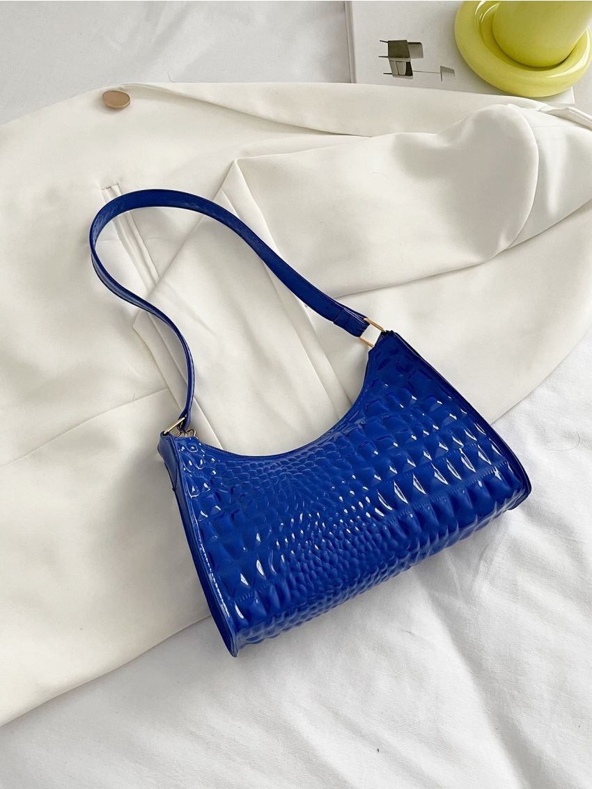 Mini Crocodile Embossed Baguette Bag
