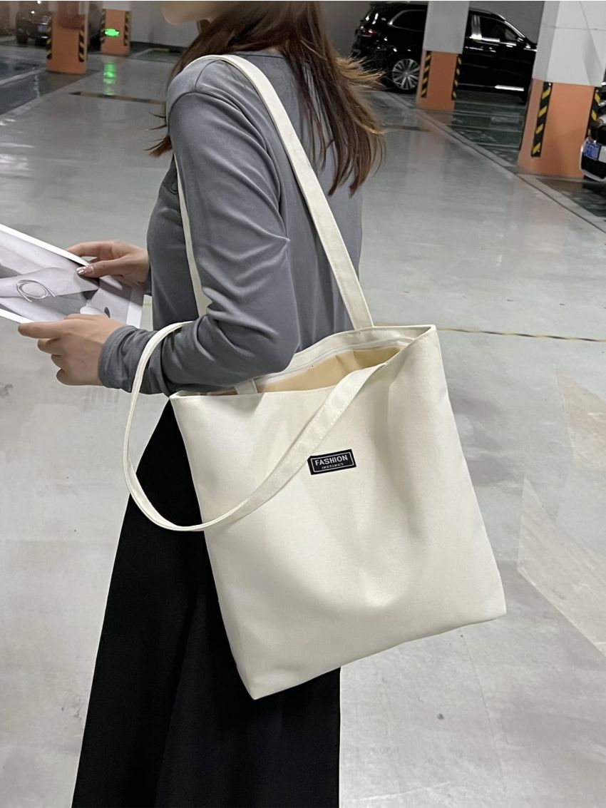 Letter Patch Decor Shopper Bag