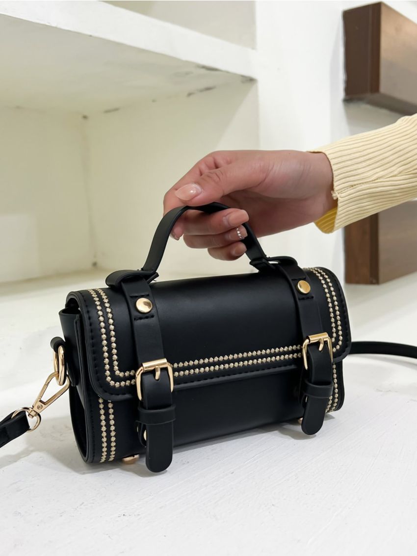 Mini Studded Decor Flap Square Bag