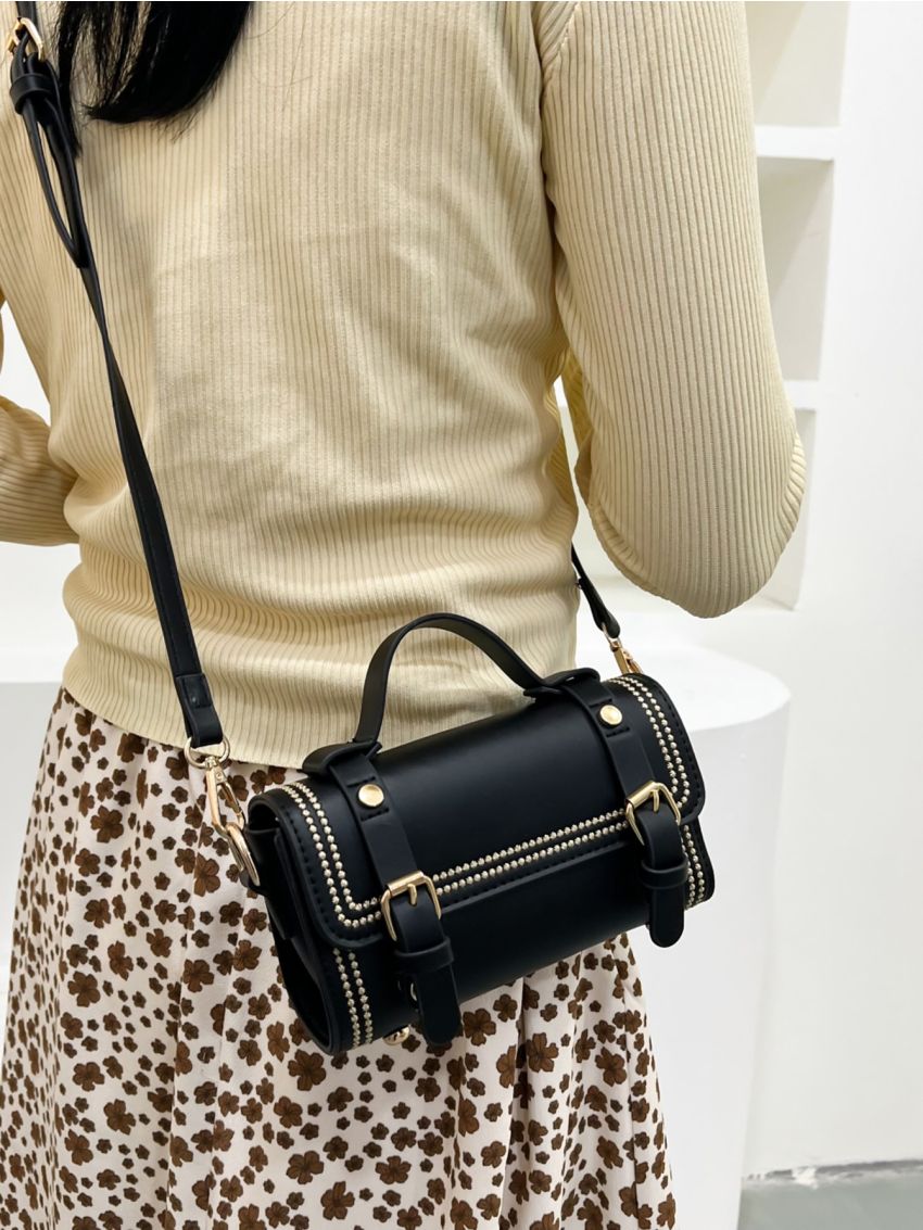 Mini Studded Decor Flap Square Bag