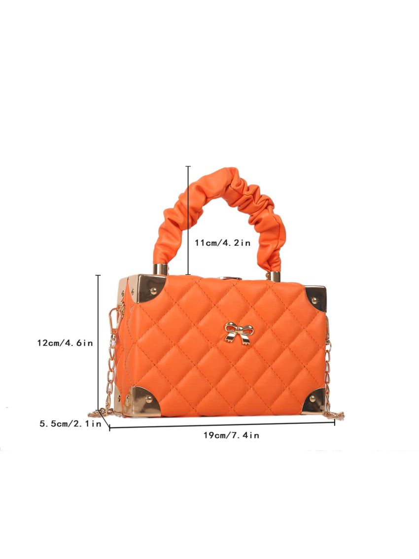 Mini Quilted Detail Bow Decor Chain Box Bag