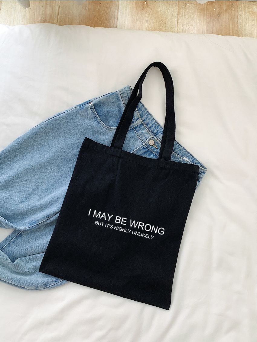 Slogan Graphic Canvas Shopper Bag