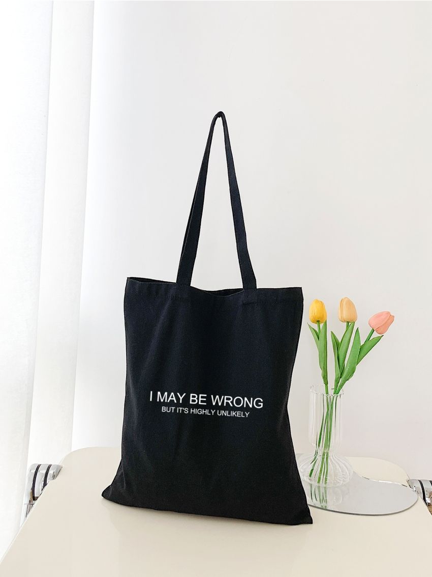 Slogan Graphic Canvas Shopper Bag