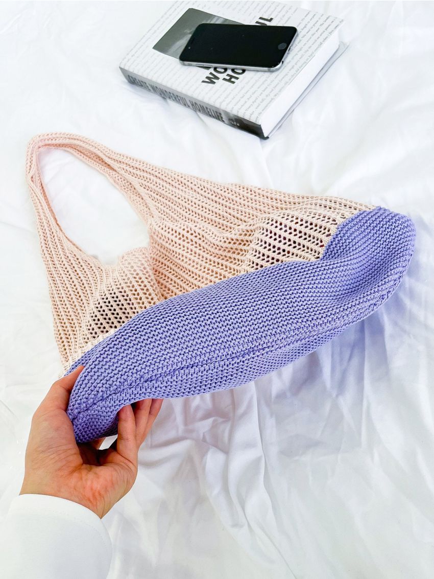 Two Tone Large Capacity Crochet Bag