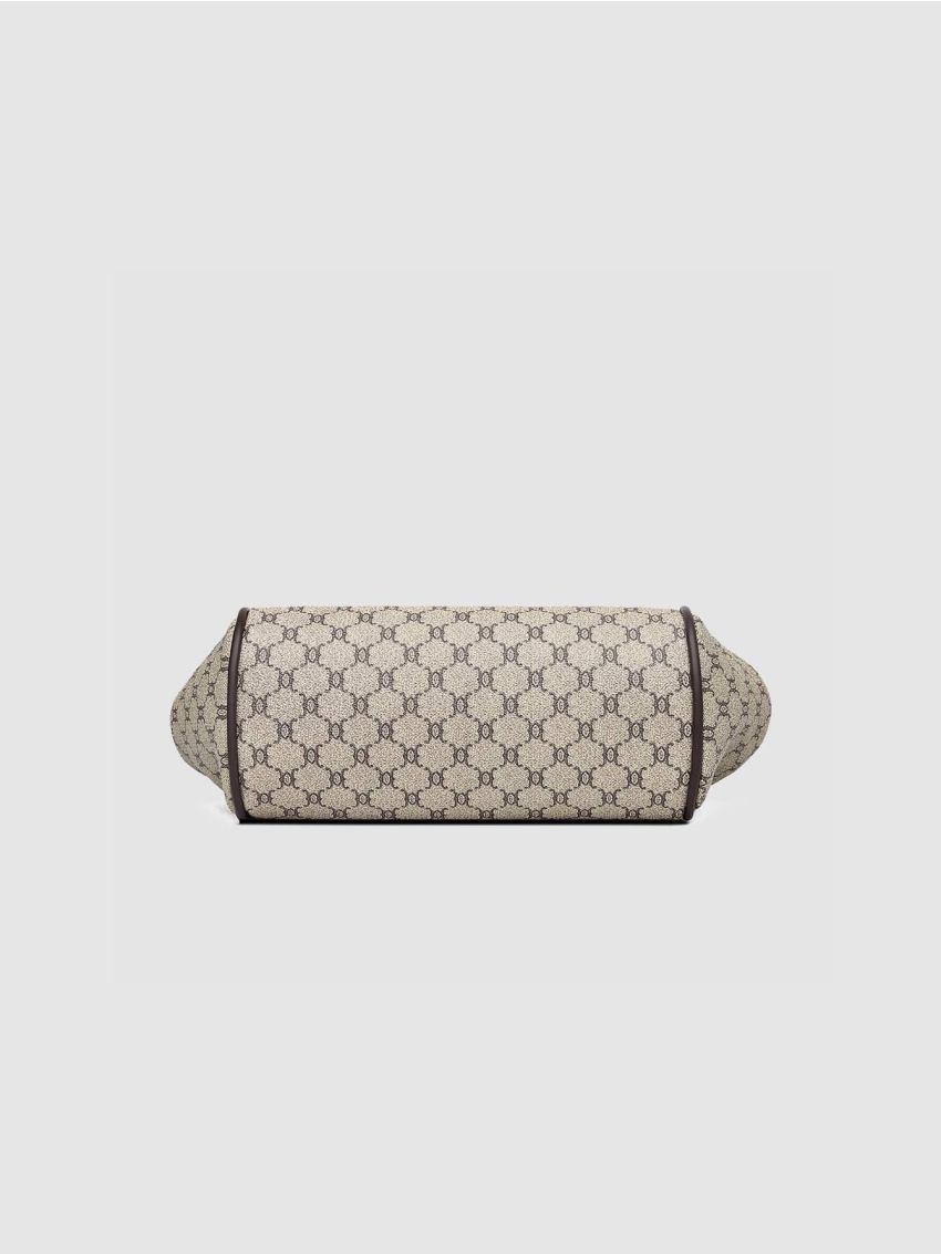 Geometric Pattern Piping Trim Chain Shoulder Tote Bag