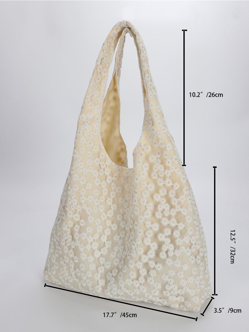 Floral Embroidered Shopper Bag