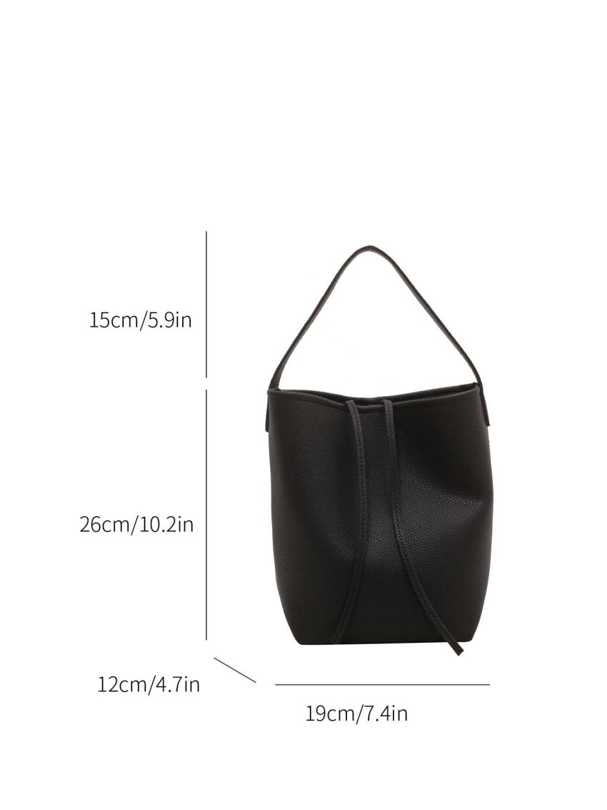 Mini Litchi Embossed Top Handle Bucket Bag