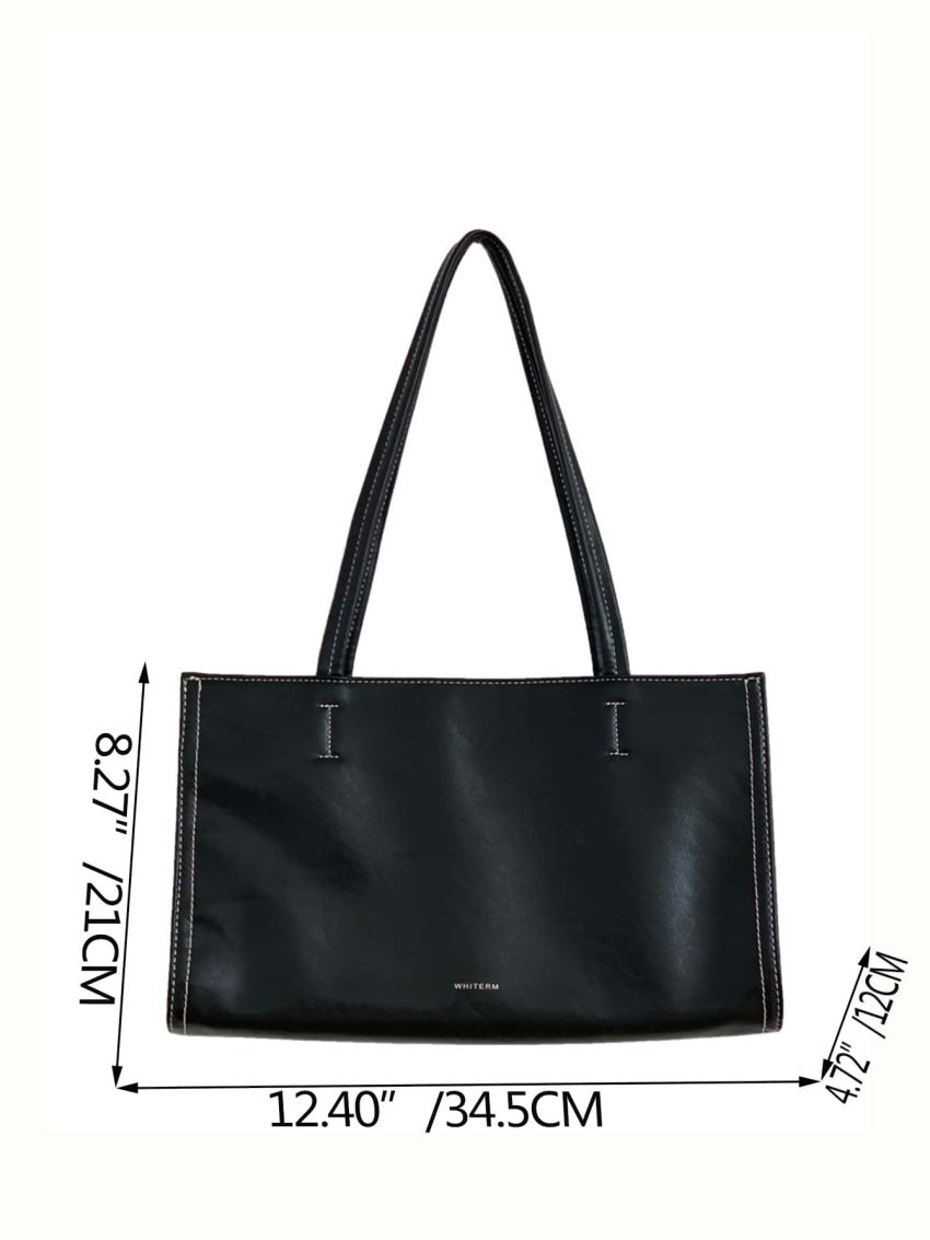 Letter Graphic Shoulder Tote Bag