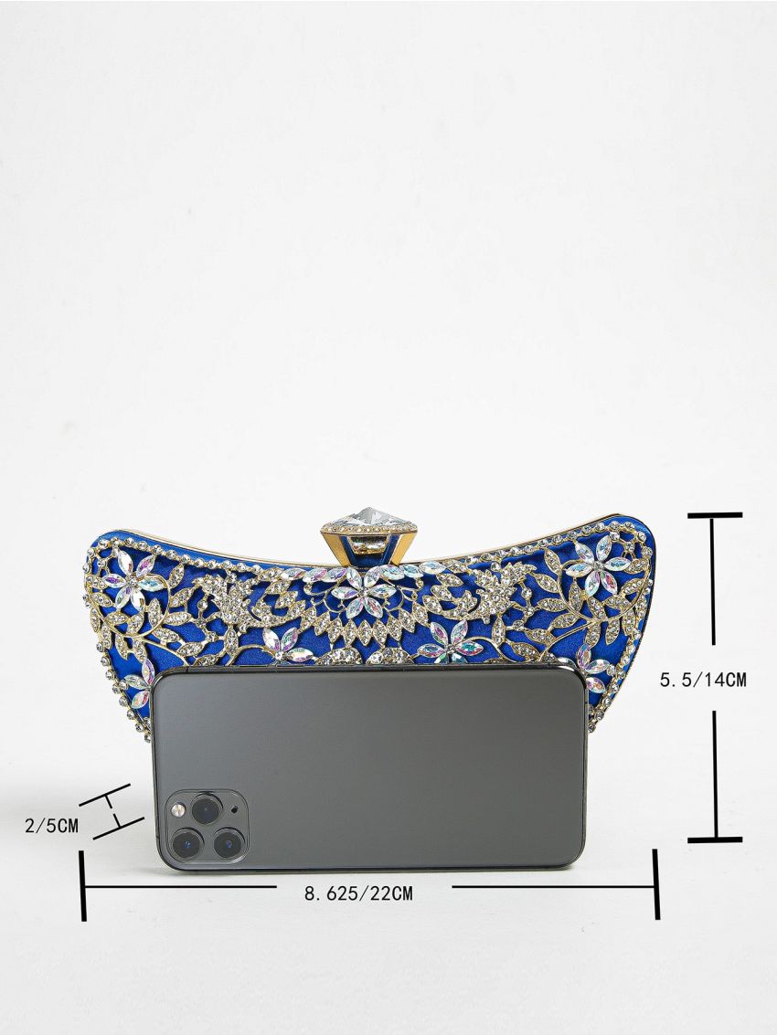 Rhinestone Decor Chain Box Bag