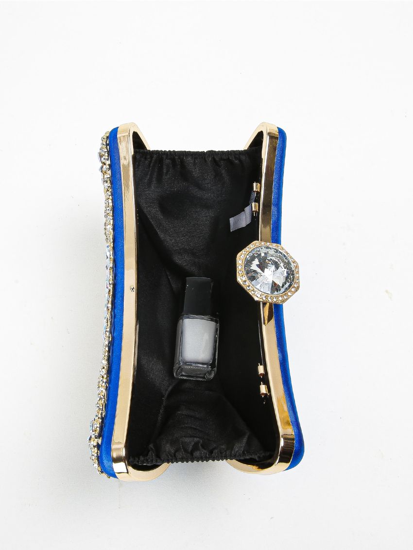 Rhinestone Decor Chain Box Bag