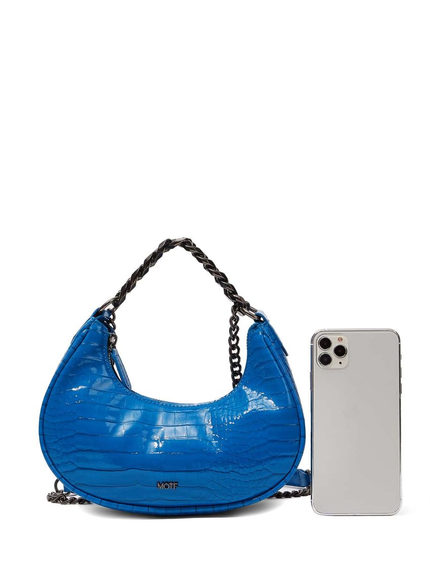 PREMIUM ARTIFICIAL PATENT LEATHER CROCODILE EMBOSSED SATCHEL BAG