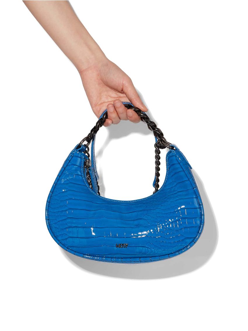 PREMIUM ARTIFICIAL PATENT LEATHER CROCODILE EMBOSSED SATCHEL BAG