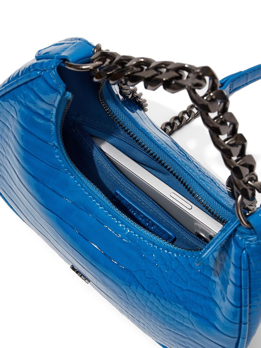 PREMIUM ARTIFICIAL PATENT LEATHER CROCODILE EMBOSSED SATCHEL BAG