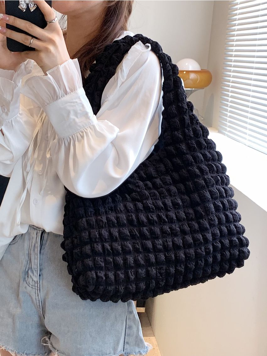 Ruched Detail Shoulder Tote Bag Shopper Bag Stylish Shoulder Bag Simple Bag For Outdoor