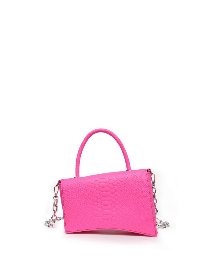 Neon Pink Crocodile Embossed Novelty Bag