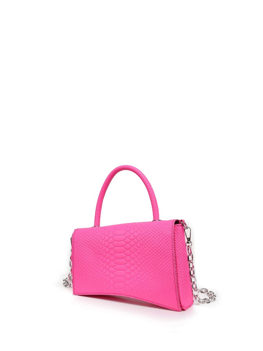 Neon Pink Crocodile Embossed Novelty Bag
