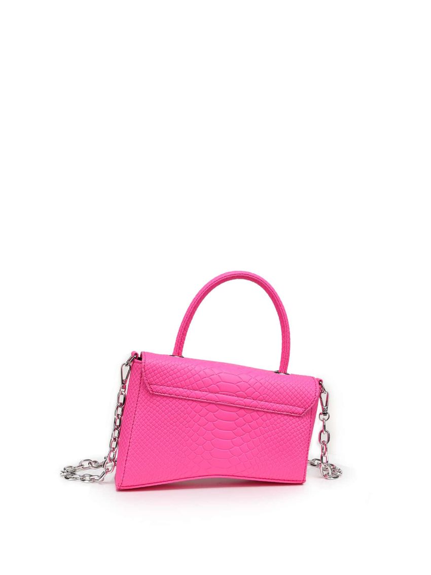 Neon Pink Crocodile Embossed Novelty Bag