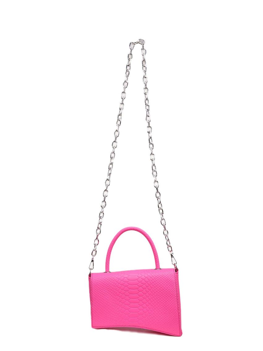 Neon Pink Crocodile Embossed Novelty Bag