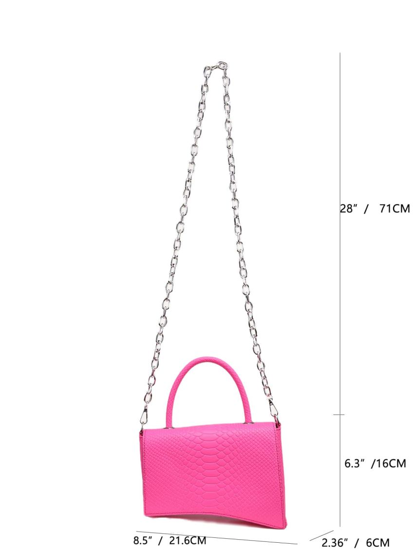 Neon Pink Crocodile Embossed Novelty Bag