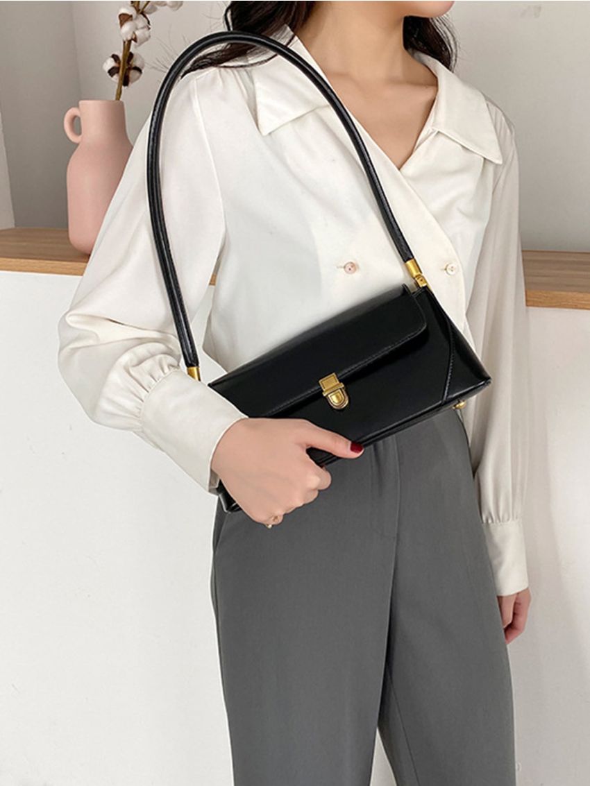 Minimalist Flap Baguette Bag
