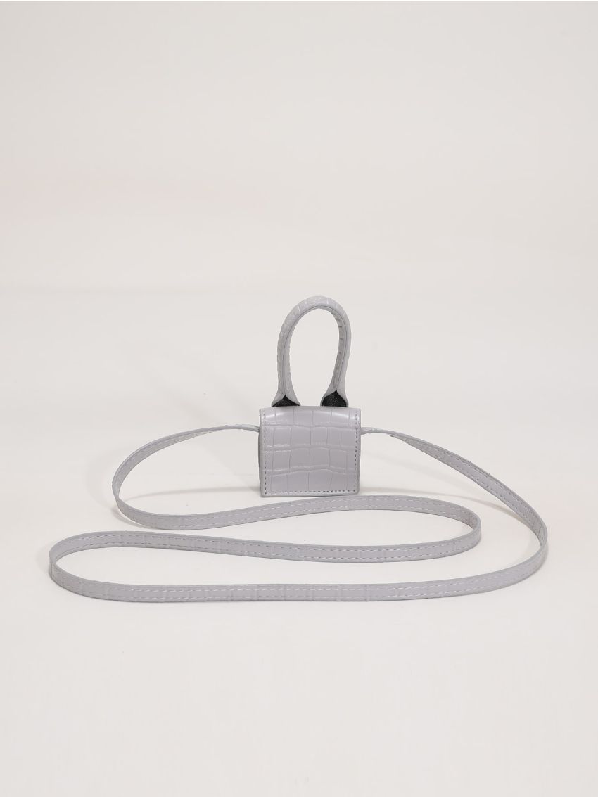 Mini Crocodile Embossed Flap Square Bag