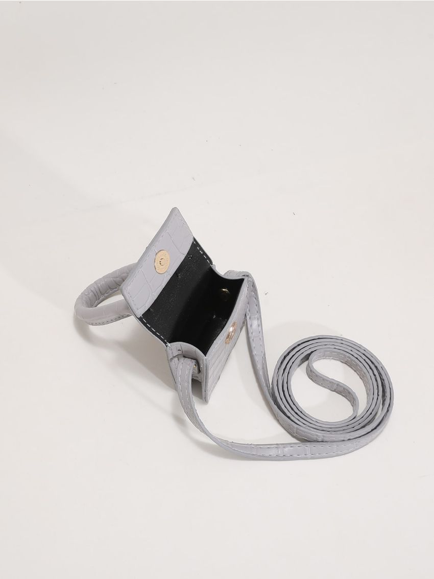 Mini Crocodile Embossed Flap Square Bag