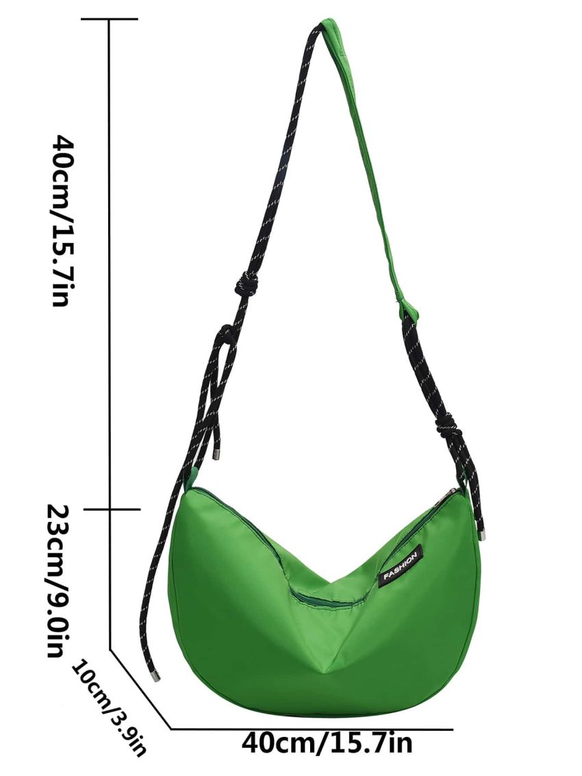 Neon Green Letter Patch Decor Shoulder Bag