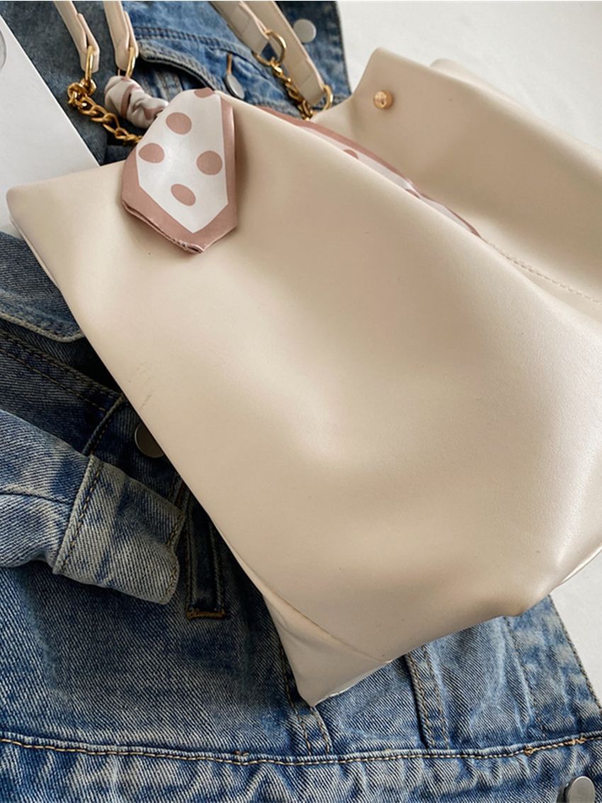 Twilly Scarf Decor Shoulder Tote Bag