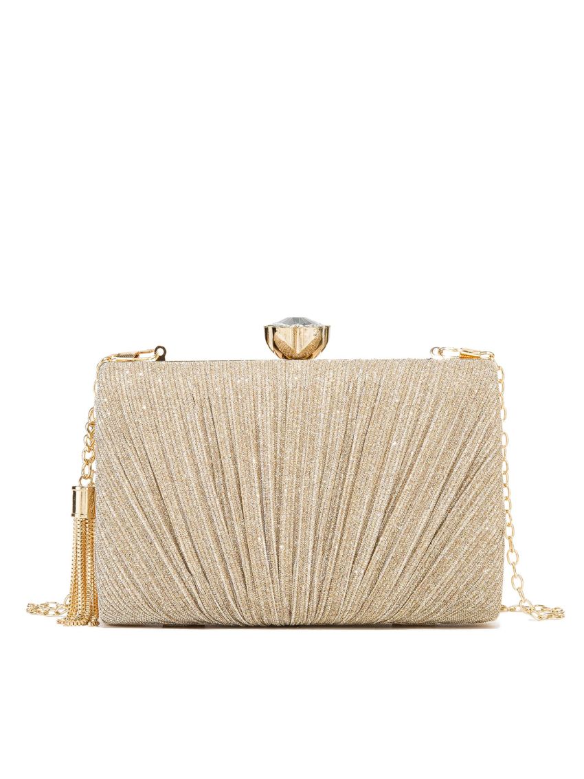 Mini Glitter Rhinestone & Tassel Decor Chain Box Bag