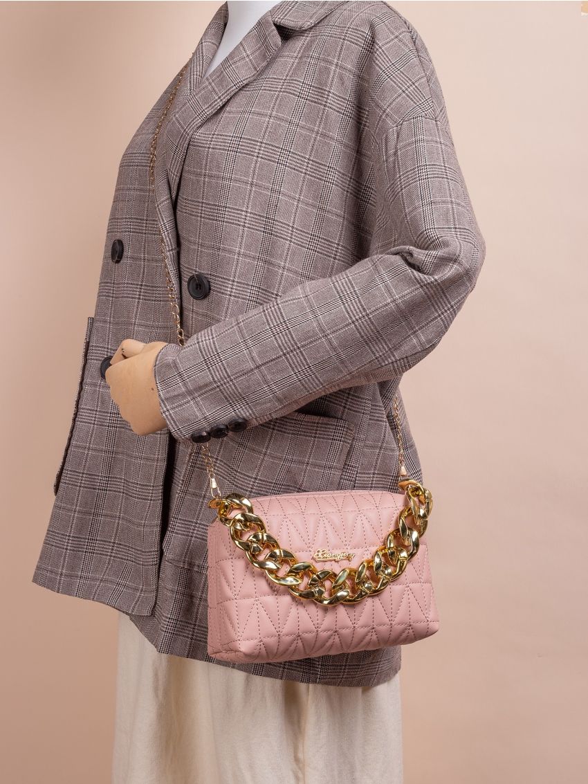 Mini Chain Decor Quilted Square Bag