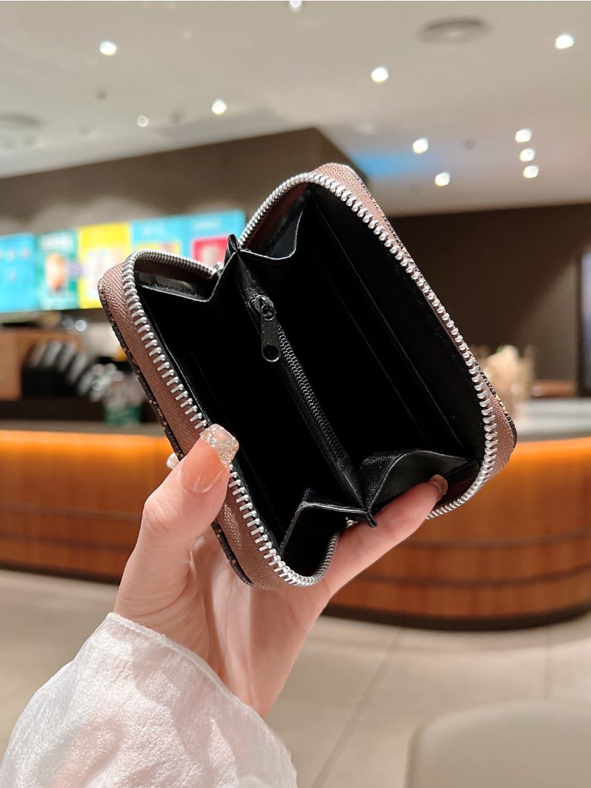 Geometric Pattern Zip Around Card Holder