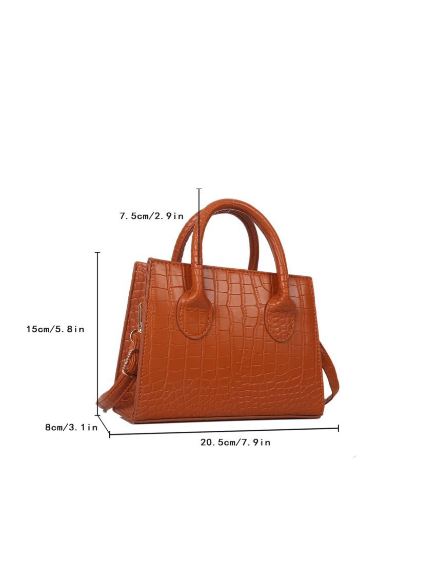 Crocodile Embossed Square Bag